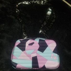 GEOMETRIC PRINT LUGGAGE SHAPED CROSSBODY BAG